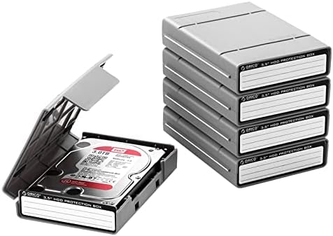 ORICO 3.5 Inch Hard Drive Case Protective Box with Anti-Static,Shockproof and Dustproof Function, Storage Case for HDD External Hard Drive Case,Gray,5 Pack-PHP35