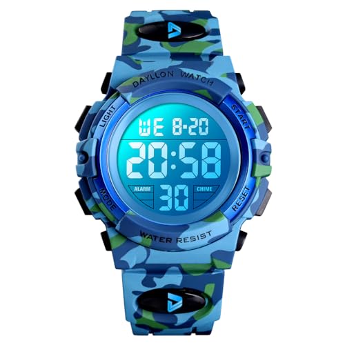Image of Dayllon Kids Digital Watch Boys Outdoor Sports 50M Waterproof Girls Watches Alarm Clock 12 /24 H Stopwatch Calendar for Ages 3-15 Boy Girl Wristwatch Kids Gift