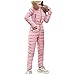 Damen Schneeoverall Winter Warm Schneeanzug Overall Elegant Ski Jumpsuit Pelzkragen Skijacke mit Hoodie Wasserdicht Outdoor Sporthose Skianzug, rose, M