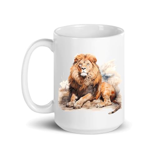Taza de cerámica con diseño de león 15 oz miniatura 1