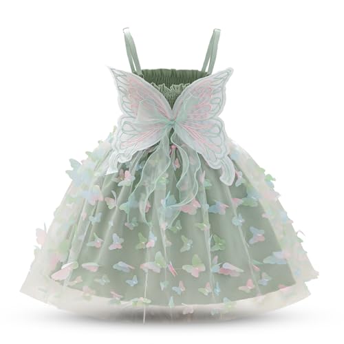 TTYAOVO Little Girl Butterfly Princess Dress Dreamy Fairy Baby Dresses Size 3Y(3 Years 2152 Green)