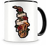 Samunshi® Tasse mit Motiv Jazz Saxophon Kaffeetasse Lustige Tassen zum Geburtstag Becher Teetasse Kaffeebecher Geschenk für Musiker und Jazz Fans