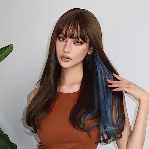 Perruque synthétique longue ondulée haut de gamme cheveux effet naturel