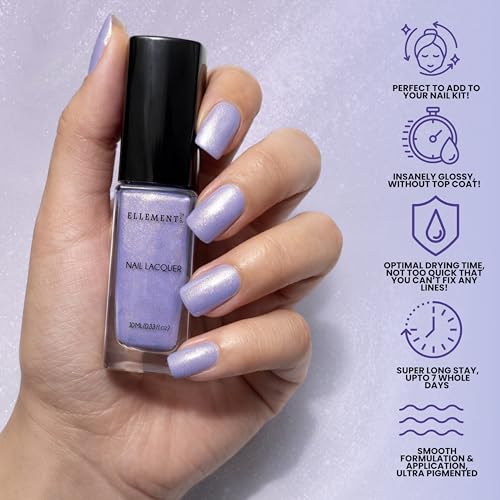 Image of MOONLILAC Vegan Nail Polish Lavender Color | Long Lasting Chip Resistant Formula | Quick Dry Glossy Finish | Non Toxic & Cruelty Free Nail Paint for Women | 10 ml