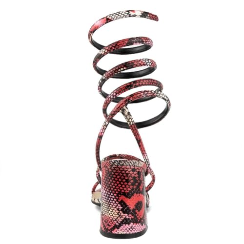 Sugar Women's Strappy Spiral Wrap Block Heel Sandals – Open Toe Dress Heels Comfort – Ankle Strap Party & Wedding Shoes3