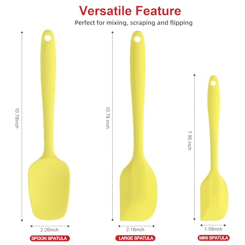 Cooptop Silikon-Spachtel-Set – Gummi-Spatel °C hitzebeständig Backlöffel & Spatel (Macarongelb) – Ansicht 4
