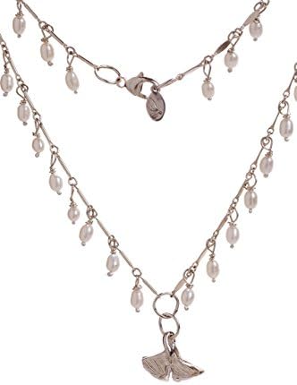 Ginkgo leaf rice oval pearl necklace