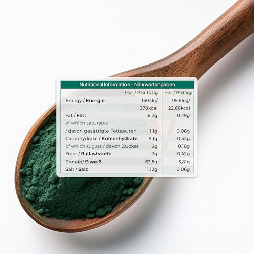 Spirulina Pulver Bio 250 g – 100% aus biologischem Anbau – Reich an Eiweiß, Chlorophyll & Mineralstoffen – Natürliches Superfood – Vegan, Glutenfrei & Ohne Zusätze