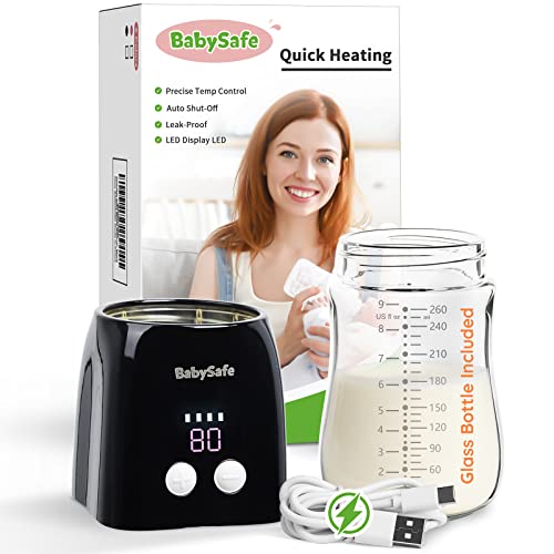 Image of Portable Baby Bottle Warmer, Travel Bottle Warmer on The Go, 2-5 Min Fast Bottle Warmer for Breastmilk Baby Formula, Wireless Rechargeable Car Bottle Warmer, 4 Precise Temp, Auto Shut-Off, USB, 8.8oz
