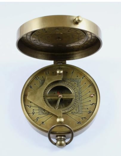 Brújula de Zócalo Solar Vintage con Estuche de Cuero miniatura 5