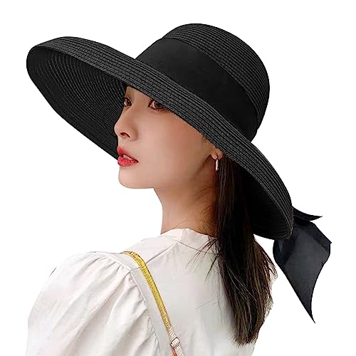 XINCHIA Wide Brim Straw Hat for Women Fedora Summer Sun Visor Flo...