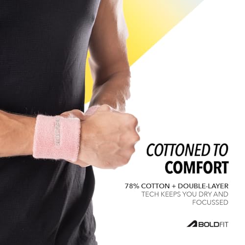 Image of Boldfit Cotton Wrist Band for Men & Women 3 Inch - Wrist Sweat Band for Badminton Football, Basketball, Running & Athletic Sports, Sweat Absorbent Wrist Bands