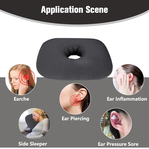Ear Piercing Pillow for Side Sleepers, Ear Pillows with Holes for Pain, Earring Inflammation Pressure Sores, Cotton Earring Pillow for CNH Side Sleepers
