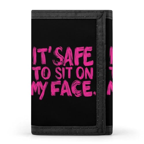It'S Safe To Sit On My Face Trifold Wallets for Men Women Ultra Thin Card Holder Purse with Zip Coin Pocket