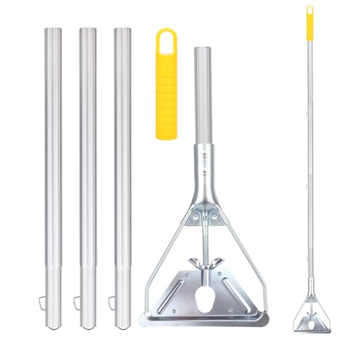 Image of Mop Handle Commercial Heavy Duty - 57 Inch Industrial Metal Mop Stick Replacement for Floor Cleaning - Professional Mops Head Replacement Holder