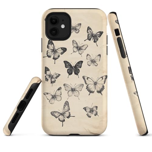 HYPESTYLE Butterflies Phone Case Compatible with iPhone 16 15 14 13 12 Compatible with Samsung Galaxy S25 S23 FE S22 Plus 2 Layer Heavy Duty Shockproof Full Protection with Mag-Safe