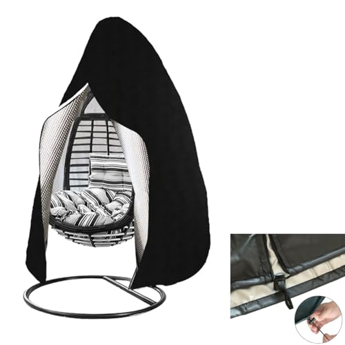 POFET Patio Hanging Egg Chair Cover Waterproof Heavy Duty Outdoor 210D Oxford Fabric Swing Egg Chair Cover with Zipper - 190x115cm - Image 2