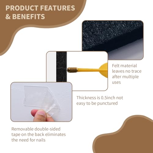 OCMML Dart Board Wall Protectors Multi-Functional Set with Scoreboard,Scoring Marker&Dart Holder Bag One-Piece Felt Panel Design Easy to Install,Safe Protection 35.4\"x23.6\"x0.5\" Black Felt Dartboard
