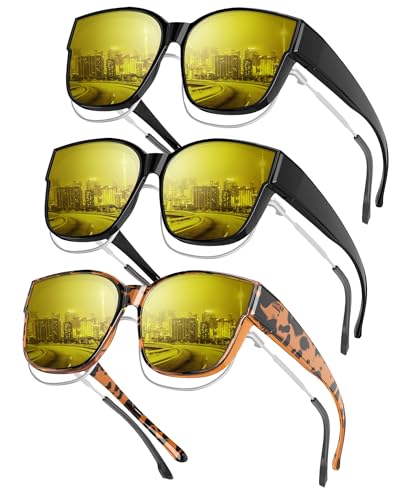 KALIYADI Night-Vision Glasses-for-Men Night-Driving-Glasses Fit-Over-Glasses : Mens Anti Glare Glasses Night Driving HD Lens