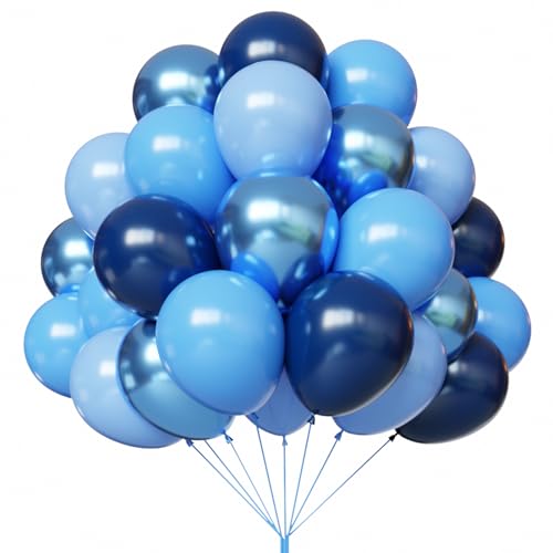Lot de 67 ballons bleu métallisé de 30,5 cm pour anniversaire, remise de diplôme, fête prénatale, décoration de fête