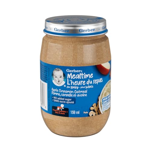 Gerber Mealtime Apple Cinnamon Oatmeal Purée, for Babies and Toddlers 8 Months & Up, Real Fruit, No Added Sugar, Non-GMO, Resealable & Recyclable 159mL Glass Jar - Image 5