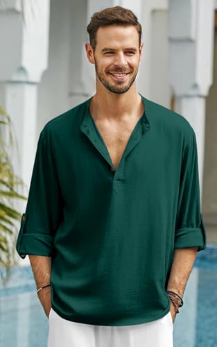 Image of Men's Solid Cotton Blend Regular Fit Mandarin /Chinese Collor Short Kurta for Men