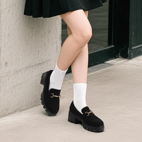DREAM PAIRS Loafers for Women Platform Chunky Loafers Slip On Casual Shoes,Size 11,All Black,SDLS2321W