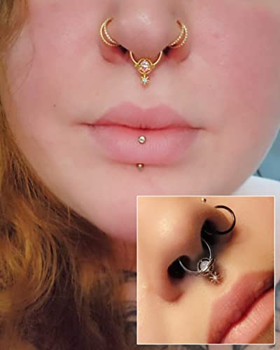 Melighting Septum Rings 16G Planet Septum Jewelry Surgical Steel Daith Piercing Jewelry Clear Cz Hinged Segment Helix Earrings Cartilage Piercing Jewelry Women #TOP3