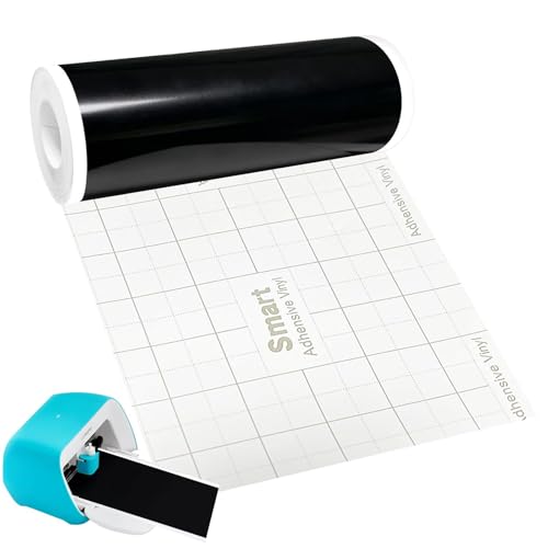 Smart Vinyl Permanent für Cricut Joy 14x200cm Schwarz Smart Adhesive Vinyl Vinyl Plotter Film Plotterfolie Selbstklebend für DIY Tassen Autos Banner Dekoration
