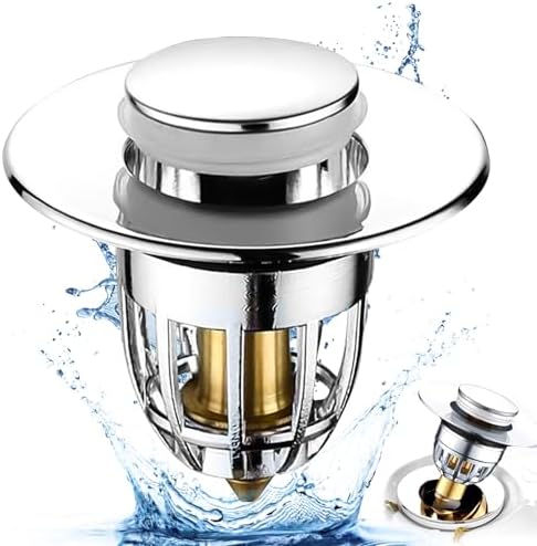 Universal Bathroom Sink Plug, Pop Up Sink Plug with Drain Strainer ...