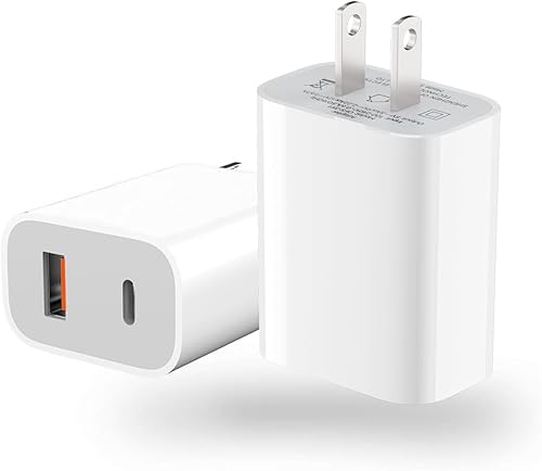 Bloque de cargador USB C, compatible con cargador de reloj, paquete de 2 unidades OULEKIE de 20 W, cargador de pared tipo C, bloque de carga rápida,