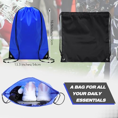 Image of Shappy Drawstring Backpack Bulk Sports Gym Cinch Bag Polyester String Bag for Men Women(Black, Blue,120 Pcs)