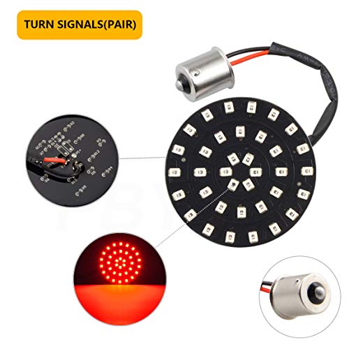 PBYMT Bullet Style 1157 Front 1156 Rear LED Turn Signal Lights Kit SMD Bulb Smoke Lens Covers Compatible for Harley Davidson Dyna Softail Touring Street Glide Road King Electra Glide 1986-2020 - Thumbnail 7