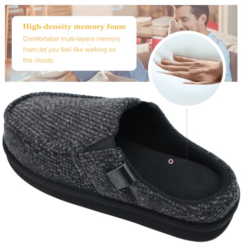 Image of ONCAI Mens Clog Slippers with Arch Support Stripe Faux Fur Cotton-Blend High-Density Memory Foam Warm House Slippers Slip-on Indoor Outdoor Rubber Sole Size 7-16