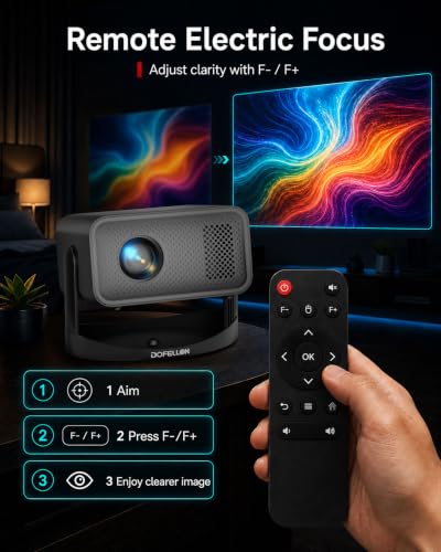 Image of Native 1080P 4K Projector with Wifi 6 and Bluetooth 5.4, Built-in App, Compatible with TV Stick /Game Consoles /Smartphone /HDMI /USB, 320ANSI, Auto Keystone and 270 Rotatable