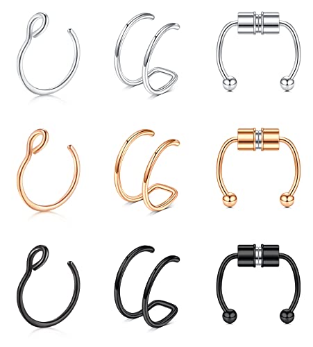 Longita Fake Nose Ring Fake Septum Fake Nose Ring Hoop Fake Nose Rings for Women Fake Nose Piercing Fake Septum Ring Fake Septum Piercing Magnetic Septum Ring