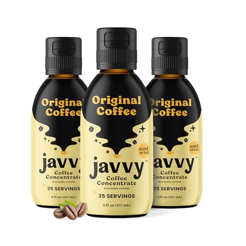 Image of Javvy Cold Brew Coffee Concentrate Instant Coffee, Original, 3 Pack | 100% Real Coffee, 0g Sugar, No Artificial Flavors, 60-80mg Caffeine per Serving, Gluten Free, Makes Hot or Iced Coffee