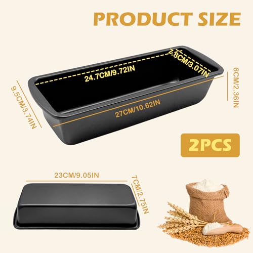Set of 2 Rectangular Bread Moulds, 27 x 9.5 x 6 cm, Stainless Steel Loaf Tin with Non-Stick Coating, Baking Moulds for Bread - Image 3