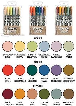 Ranger Tim Holtz 18 Distress Crayons Bundle: Sets 8, 9, 10