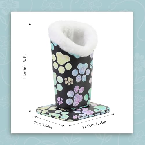 FlyingMage Plush Lined Eyeglasses Holder, Cute Magnetic PU Leather Glasses Stand Case for Women Men Kids (Multicolor Paw) - Thumbnail 6