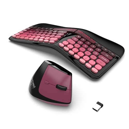 Ergonomic Wireless Keyboard and Mouse Set Wireless Keyboard Silent Mice Set with Wrist Rest for...