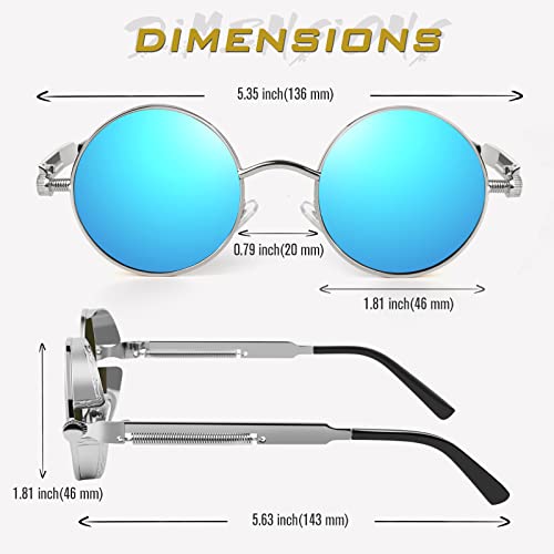 Image of GQUEEN Retro Round Circle Steampunk Sunglasses Polarized Metal Alloy for Women Men MTS2