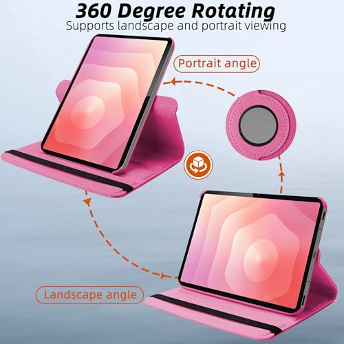 Image of TGK 360 Rotatable Flip Cover for Samsung Galaxy Tab S11 Case 11 inch 2025, Galaxy Tab S10 Lite / S10 FE / S9 FE 10.9 inch / S9 11 Inch 2023 (Hot Pink)