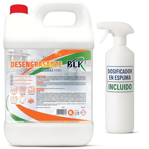 BLK - DIGRAS 1701 - Desengrasante Industrial para Limpieza Hogar y Uso Profesional 5L Quitagrasas Cocina,Desengrasante Cadena Bicicleta, Limpiador de Motor, Coche, Moto - Agradable Aroma (5L)