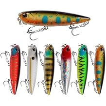 6Pcs 6.5m 5.3g Pencil Fishing Lures Floating Stickbait Topwater Popper Wobbler Rattles Sound Isca Pesca Fishing Tackle Gifts 2.56 inches*0.187 oz