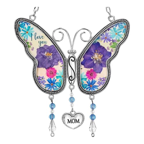 Kznifmk Mariposa Metal Campanas de Viento DecoracióN Hecho a Mano JardíN Colgante Colgante DíA de la Madre Regalo de CumpleañOs-B