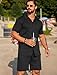 URRU Men's Track Suits 2 Piece Summer Short Sets Outfits Fashion Shirt Outfits Casual Short Sleeve and Shorts Set Black L