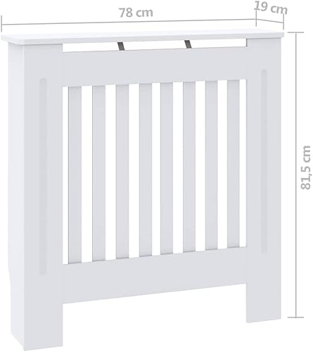 Vista 66 de Estante rectangular moderno blanco del gabinete de la cubierta del radiador, 44.1"x7.5"x32.1", sala de estar, independiente