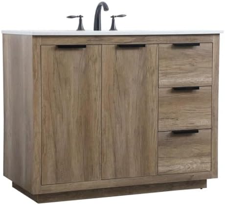 Elegant Kitchen and Bath Blake 42" Solid Wood Single Bathroom Vanity in Oak