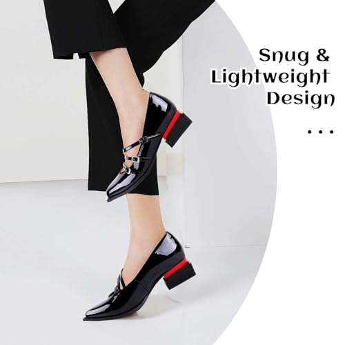 Image of LingxiaUne Green Dress Shoes for Women Fashion Forward Elegant Dressy Womens Pumps and Loafers with Low Chunky Heel and Sleek Pointed Toe Design Fashion Forward Size 9.5